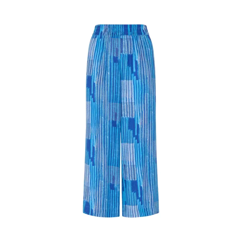 Blue/Multi Stripe Print Cropped Trouser