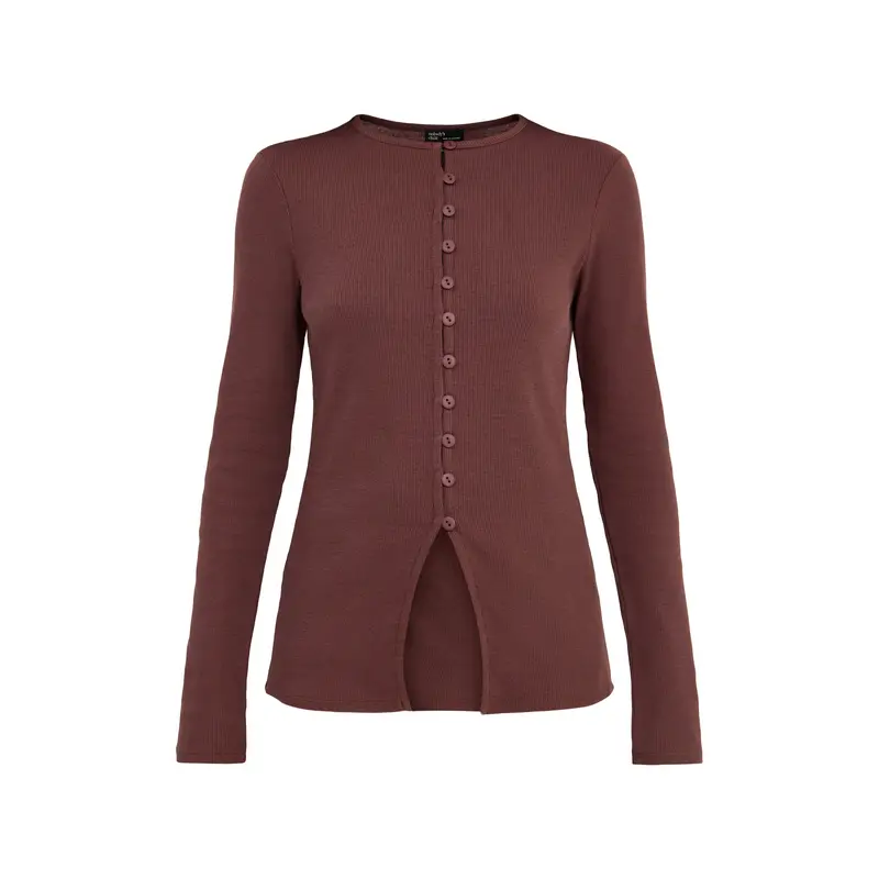 Rhea Ribbed Long Sleeves Waistcoat Top