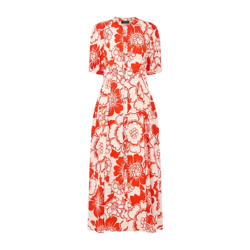 Red/Multi Bloom Floral Midi Dress