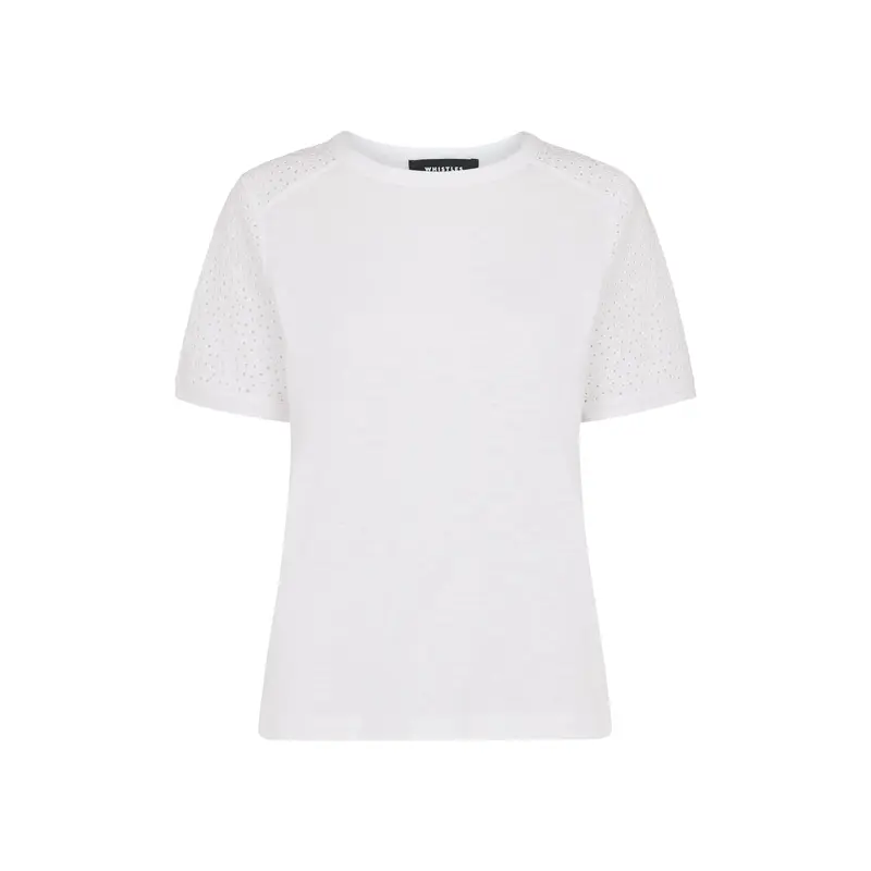 White Broderie Sleeve Detail Tee