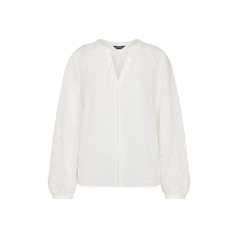 White Broderie V Neck Blouse