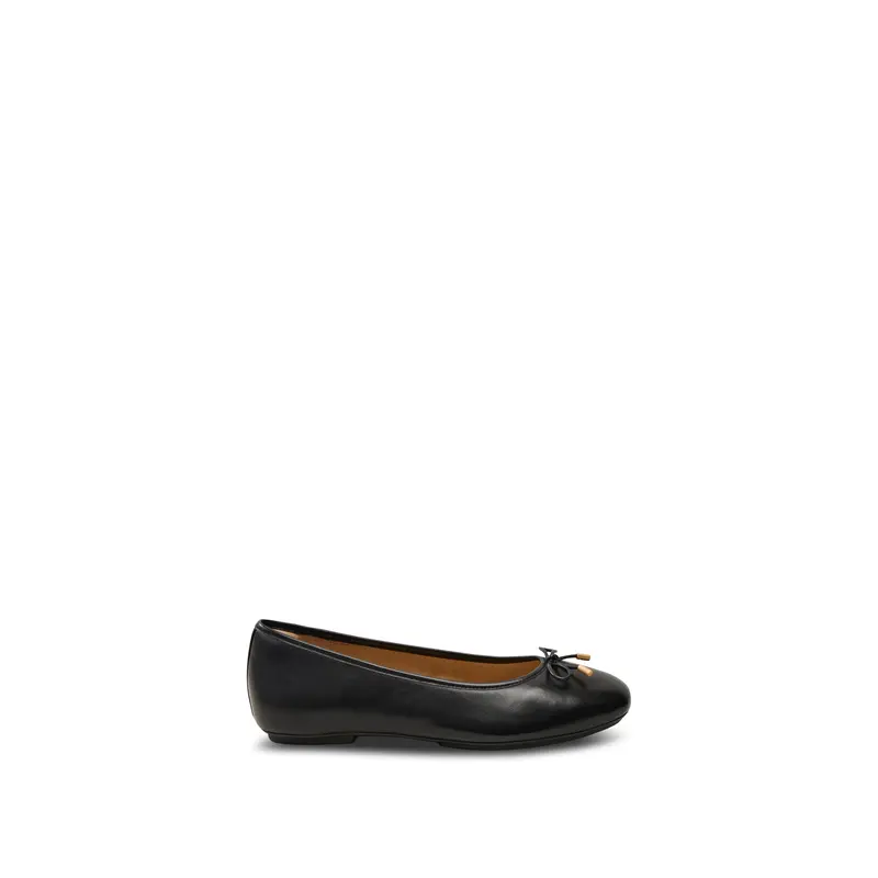 Delicato Bow Soft Leather Ballet Flats Black
