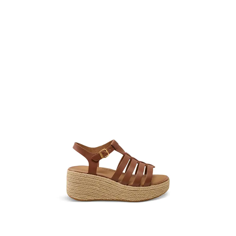 Platfforms Espadr. Leather Fisherman Wedge Sandals Deep Tan