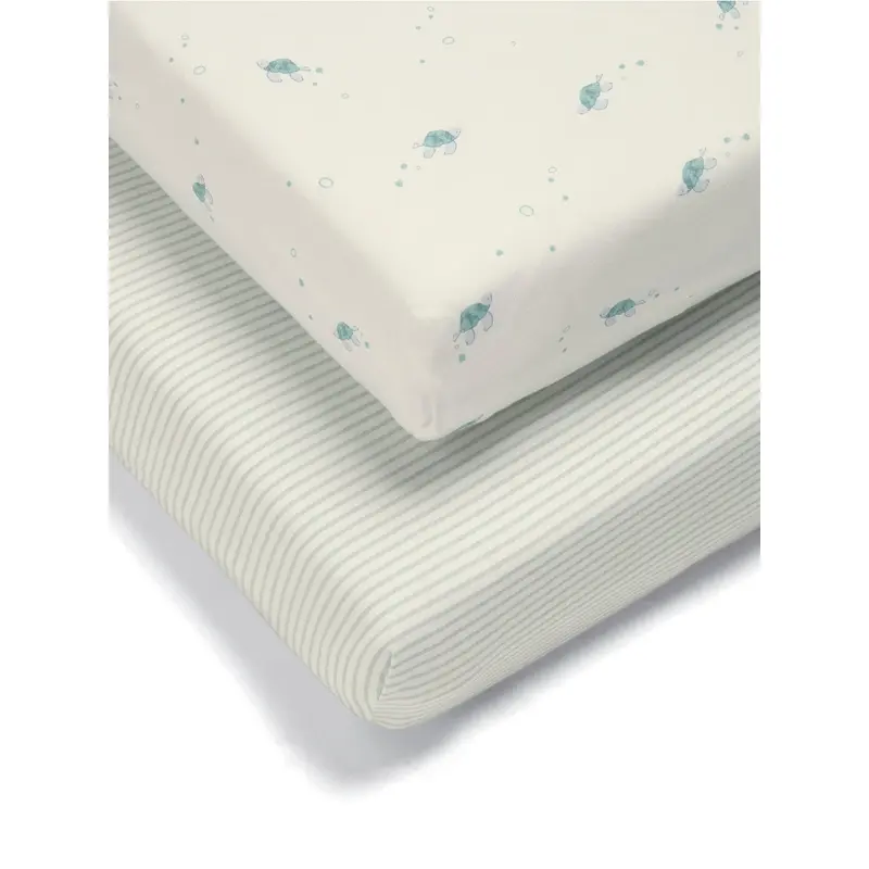 2 Cot Bed Fitted Sheets - Turtle