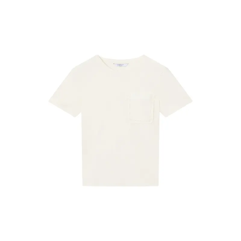 Cream Hally White Cotton Frill Detail T-Shirt