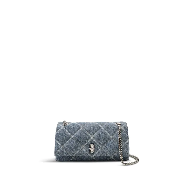 The Quilted Denim Dual Chain Wallet Blue