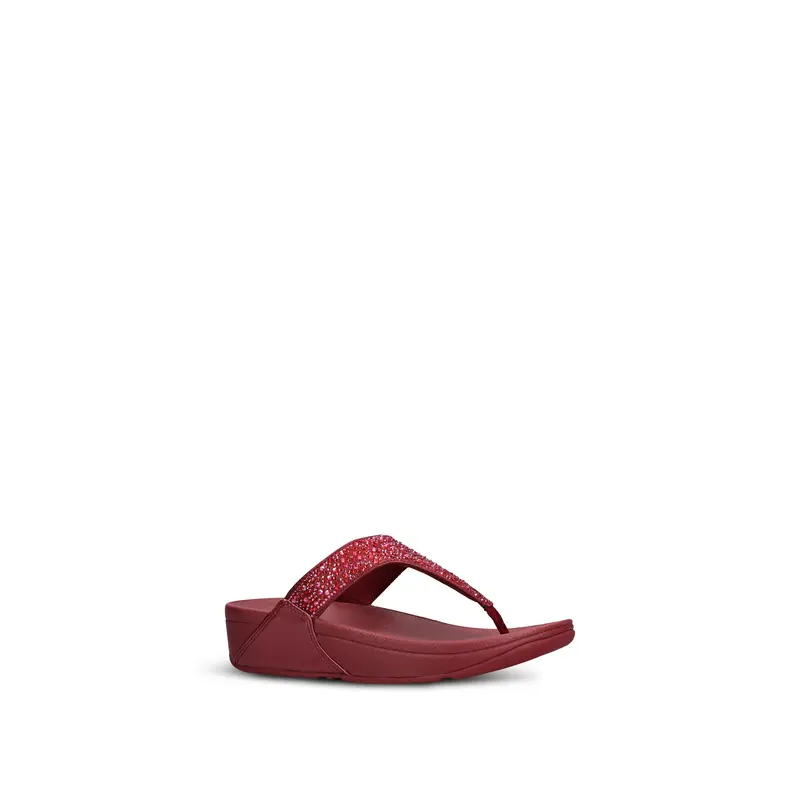 Lulu Crystal-Mix Toe-Post Sandals Wine