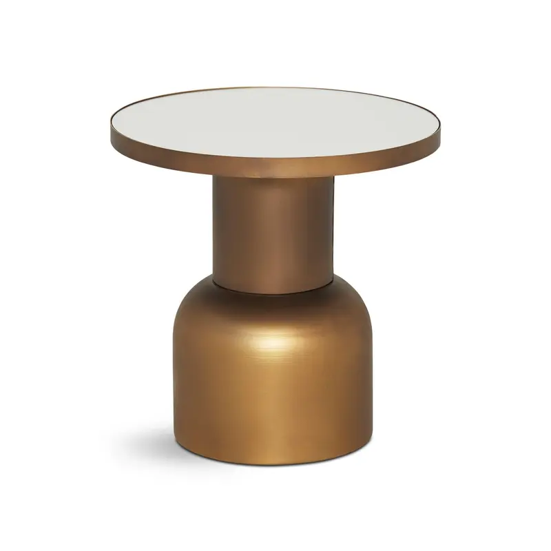 Large Burnished Metal Side Table Brown