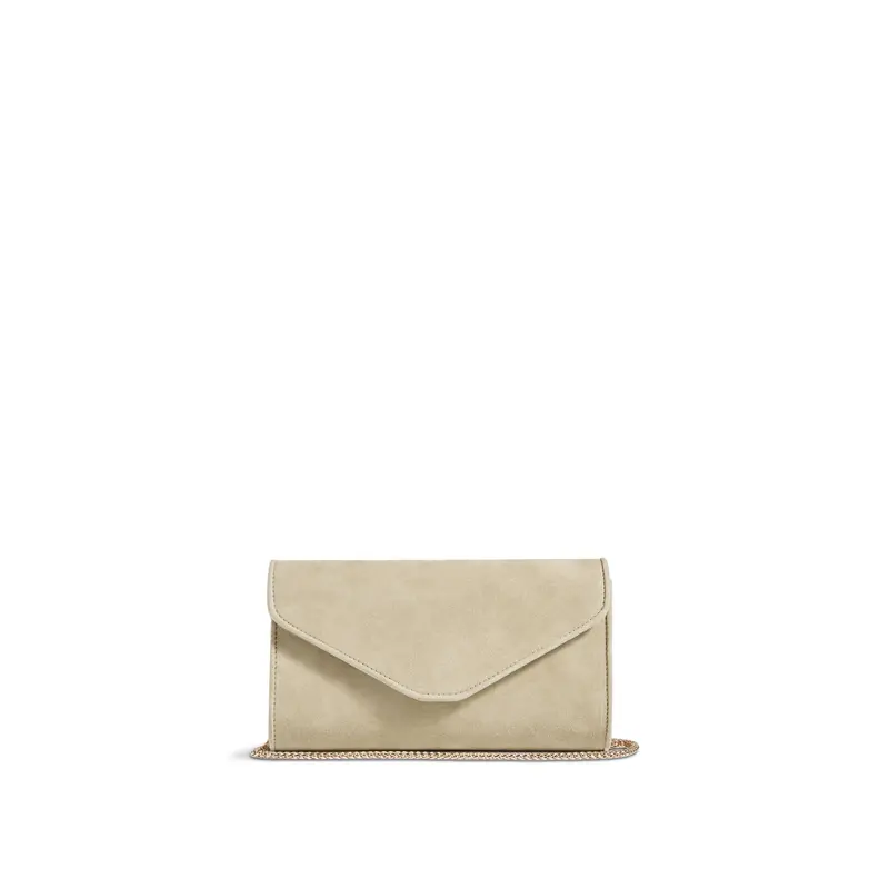 Neutral Dominica Beige Suede Clutch Bag