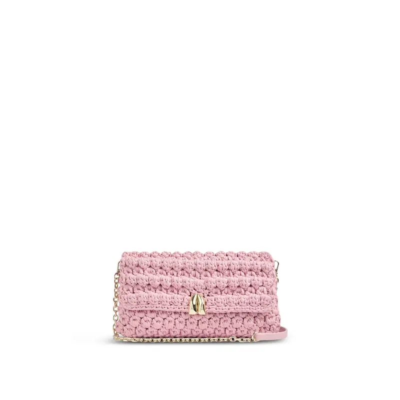 Pink Larna Pink Crochet Oloid Clutch Bag
