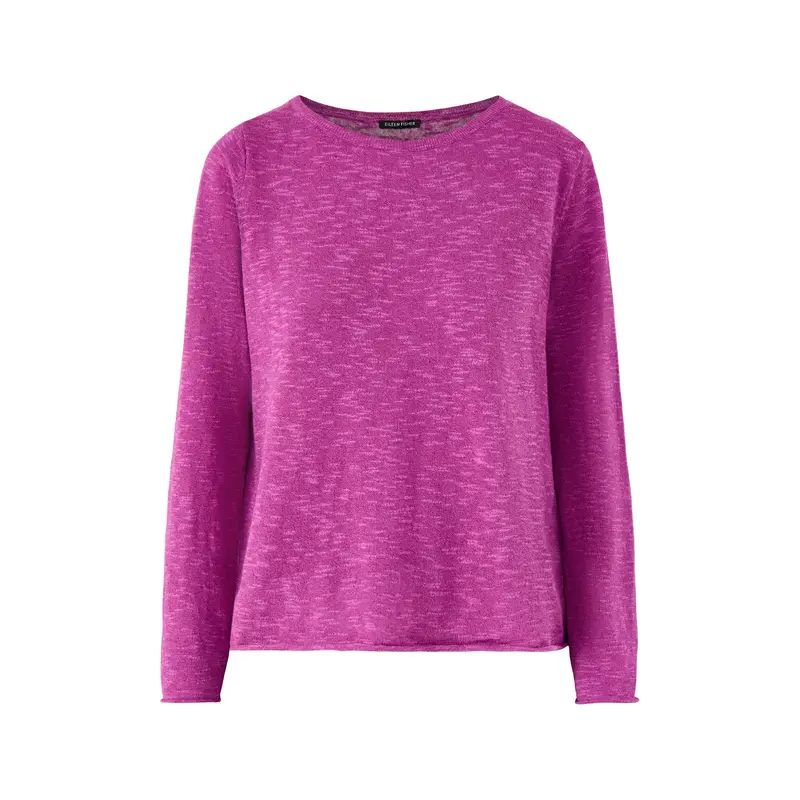 Bateau Neck Sweater Linen Cotton Slub Pink