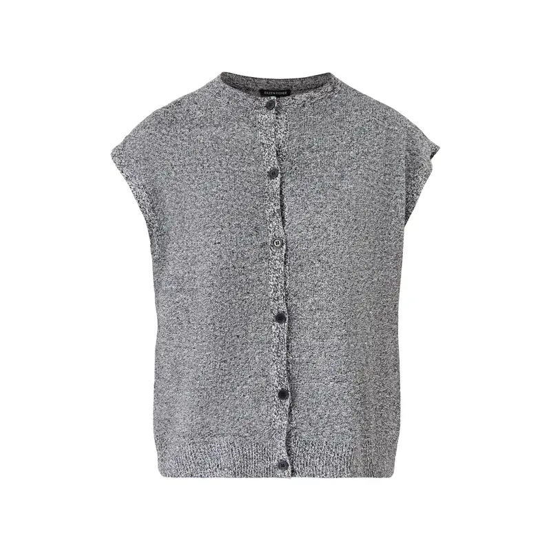 Crew Neck Linen Cotton Vest Grey