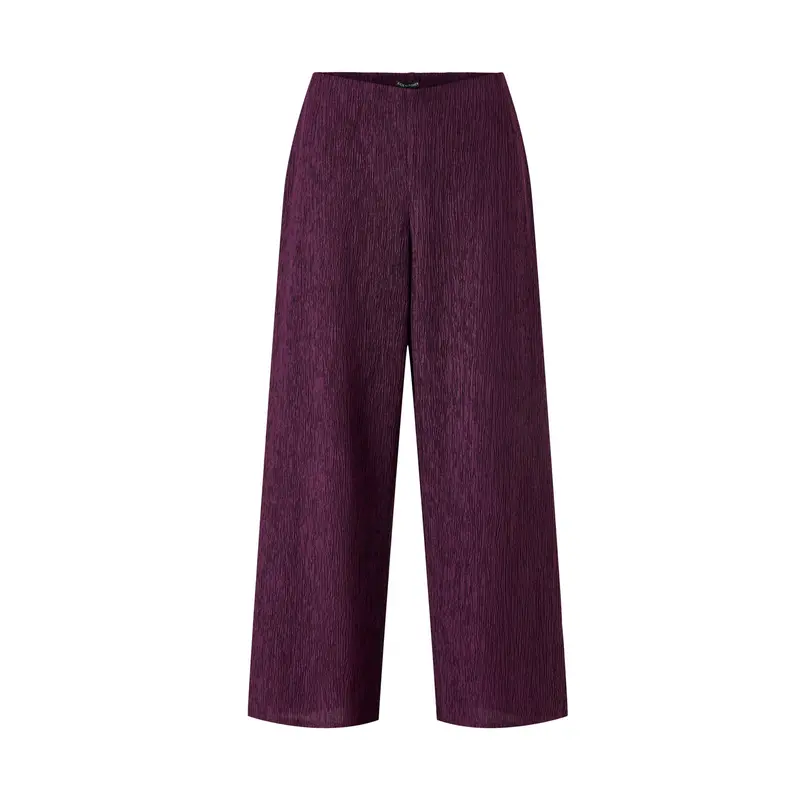 High Waist Wide Ankle Woven Plisse Pant Purple