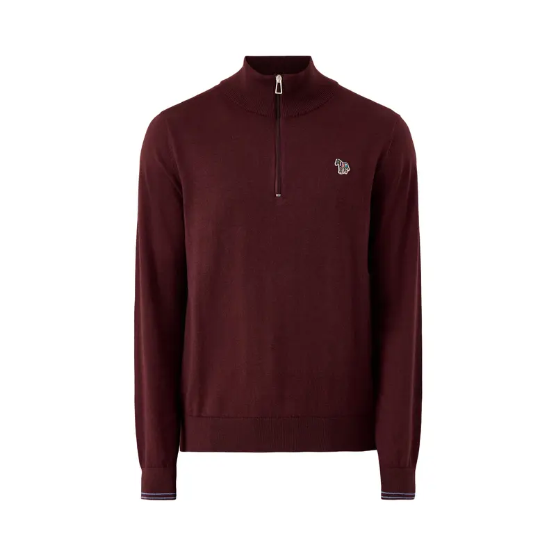 Zebra 1/4 Zip Cotton Knitwear Red