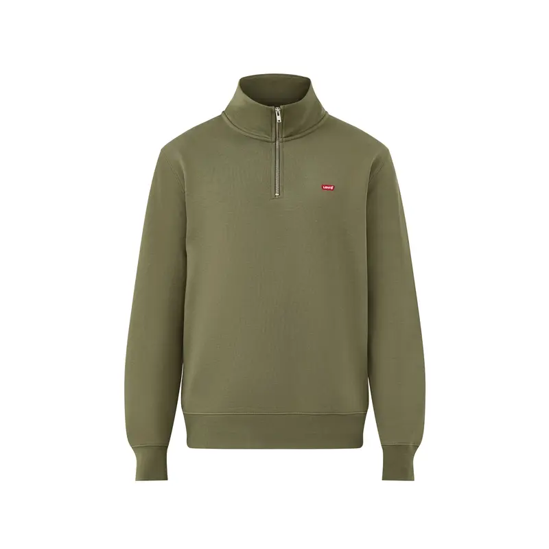 Original Long Sleeves Cotton 1/4 Zip Shirt Green