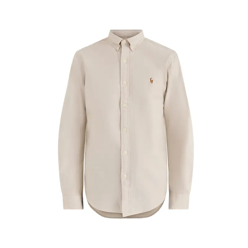 Slim Fit Cotton Oxford Shirt Cream