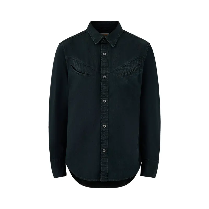 Smiley Western Denim Shirt Black