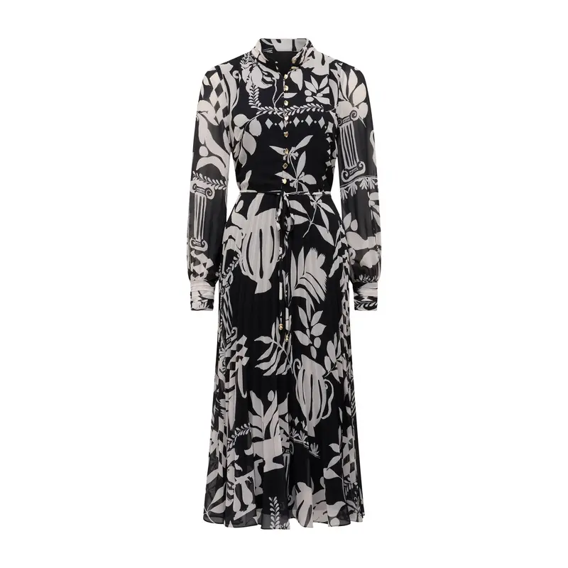 Annabel Button Through Midi Dress Black