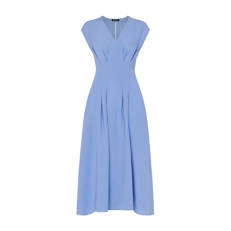 Blue Panel Linen Blend Dress