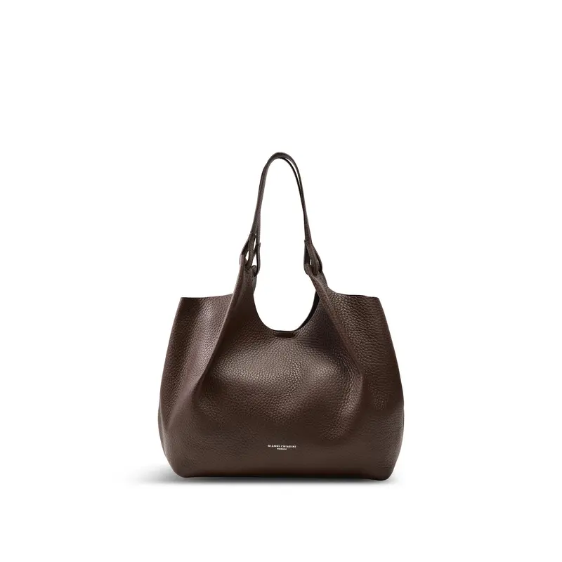 Dua Large Shoulder Leather Tote Bag Espresso Brown