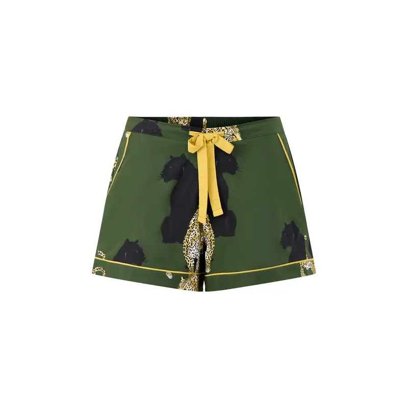 Leopard Print Shorts Olive Green
