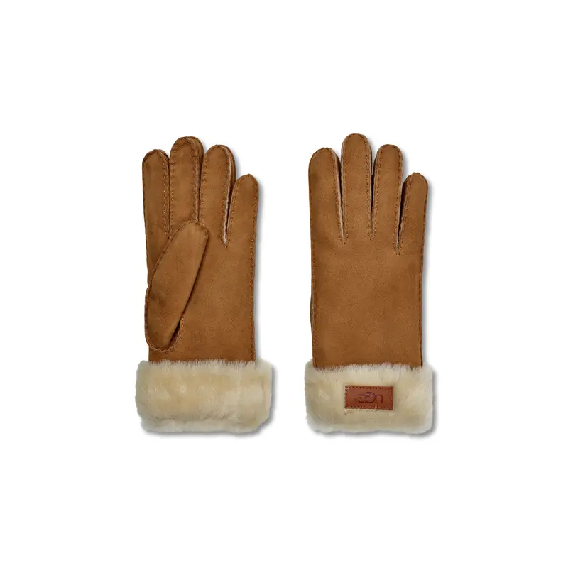 Turn Up Cuff Mittens Chestnut Leather