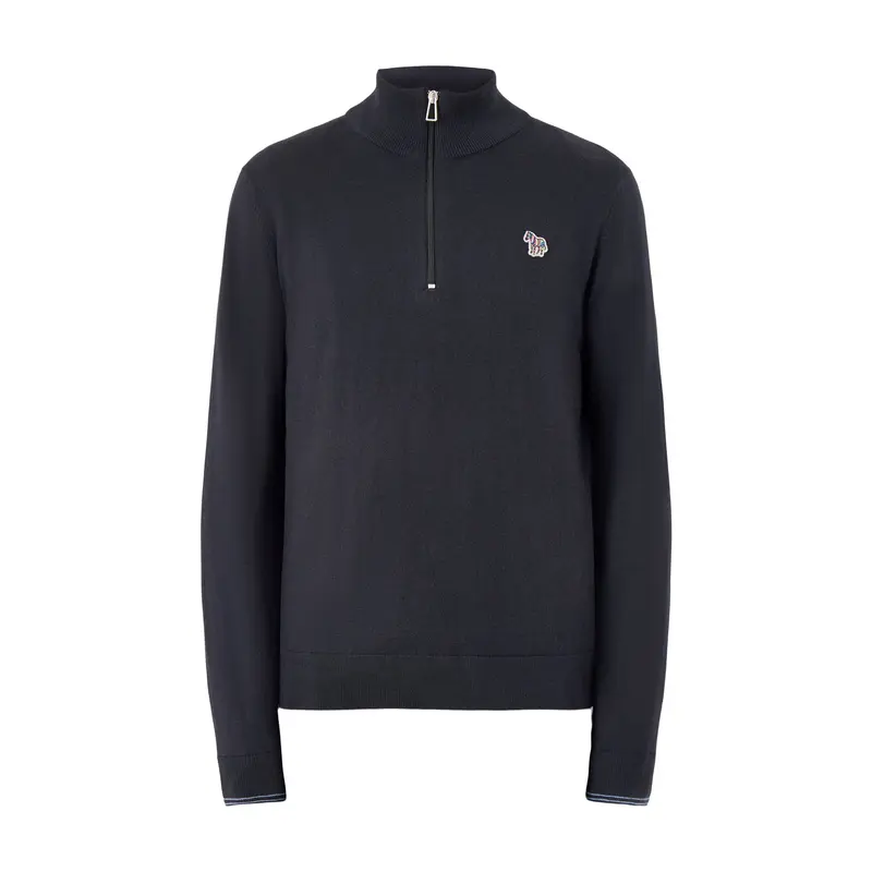 Zebra 1/4 Zip Cotton Knitwear Black