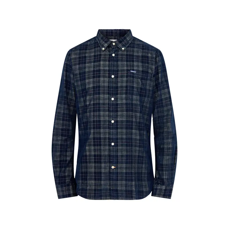 Southfield Tailored Checked Cord Shirt Dark Navy