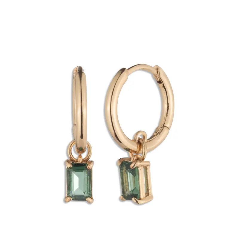 Stone Drop Huggie Hoop Earrings