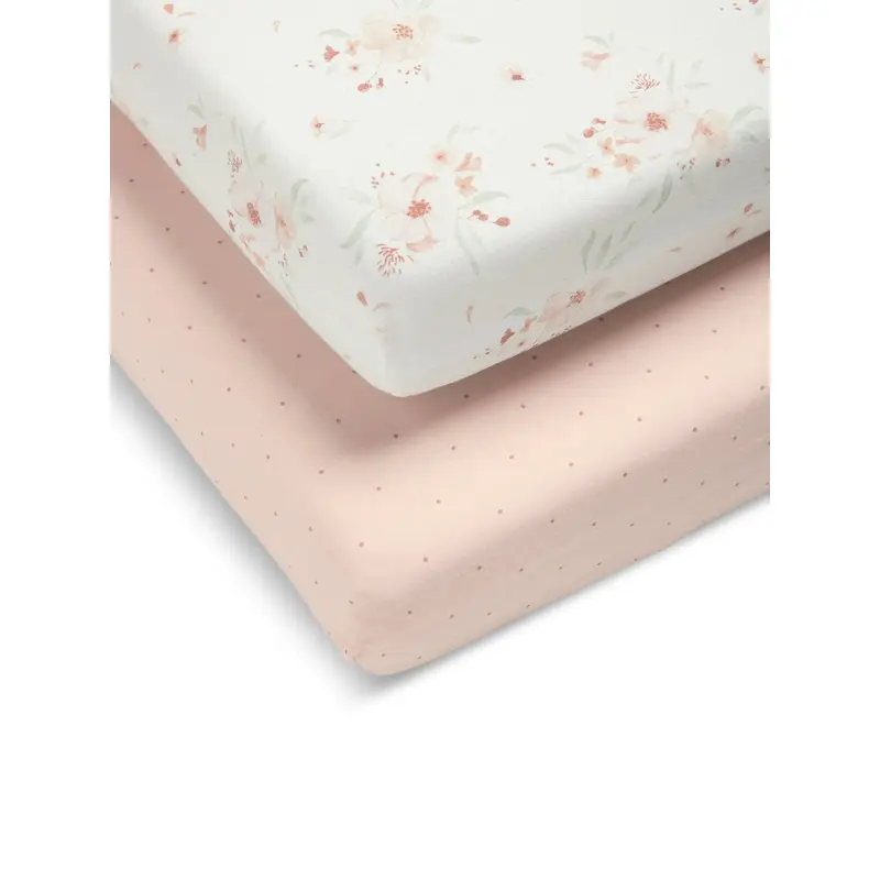 2 CotBed Fitted Sheets Floral