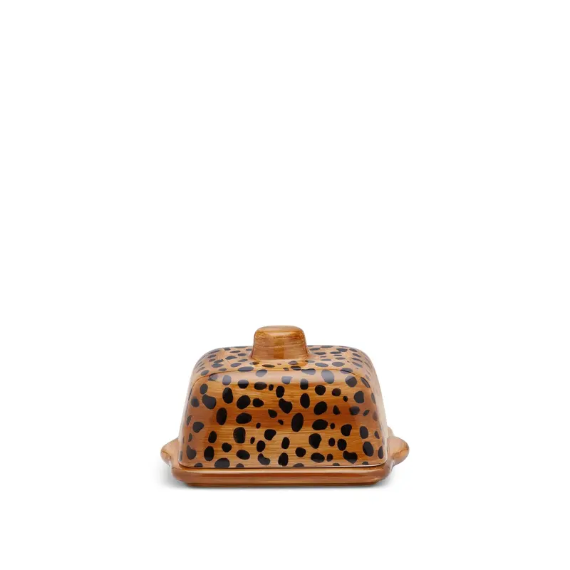 Brown Leopard Print Butter Dish