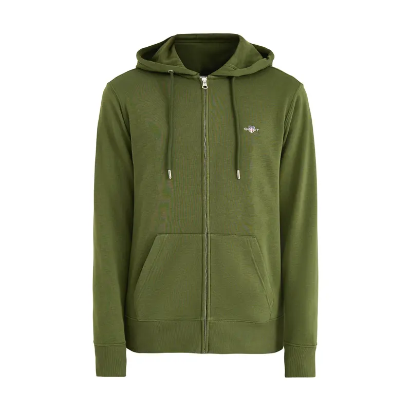 Shield Full Zip Cotton Hoodie Green