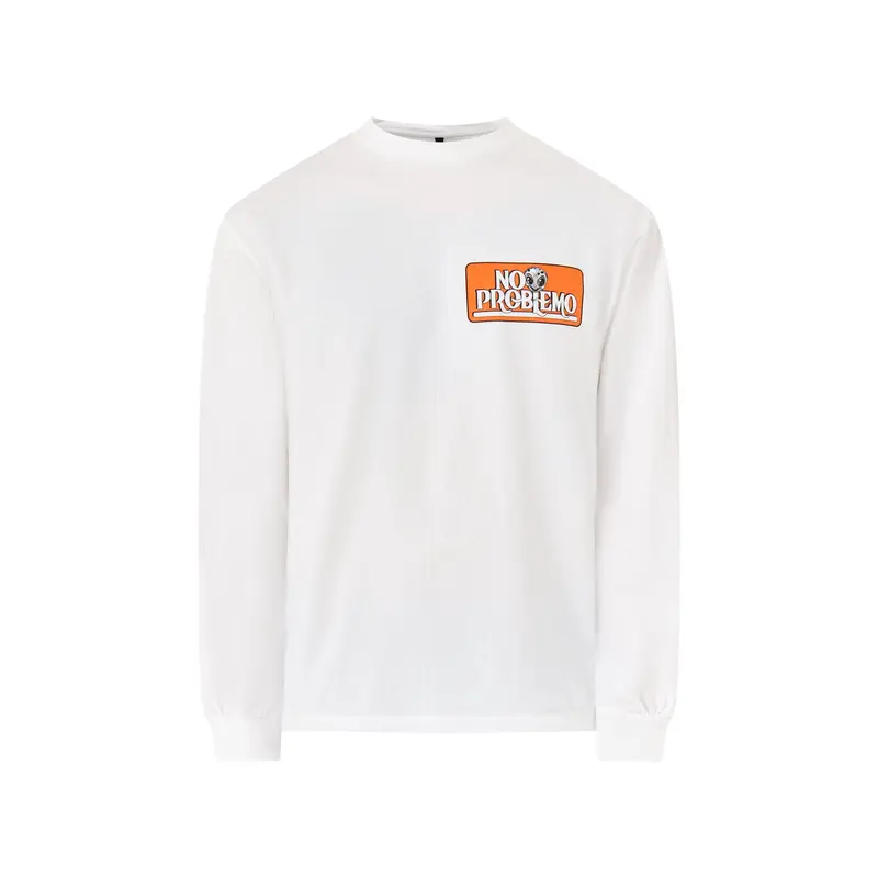 Stickers Cotton Long Sleeves Tee White