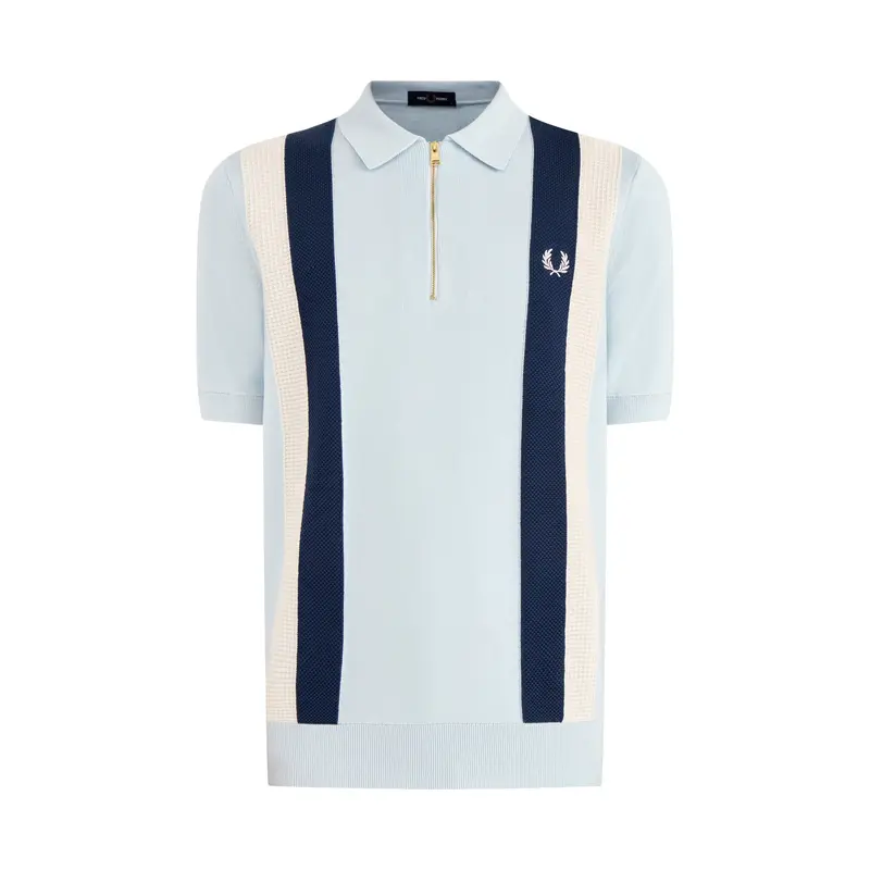 Multi Texture Knitted Zip Polo Mix