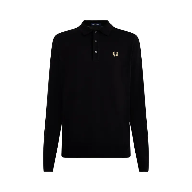 Classic Knitted Long Sleeves Polo Black