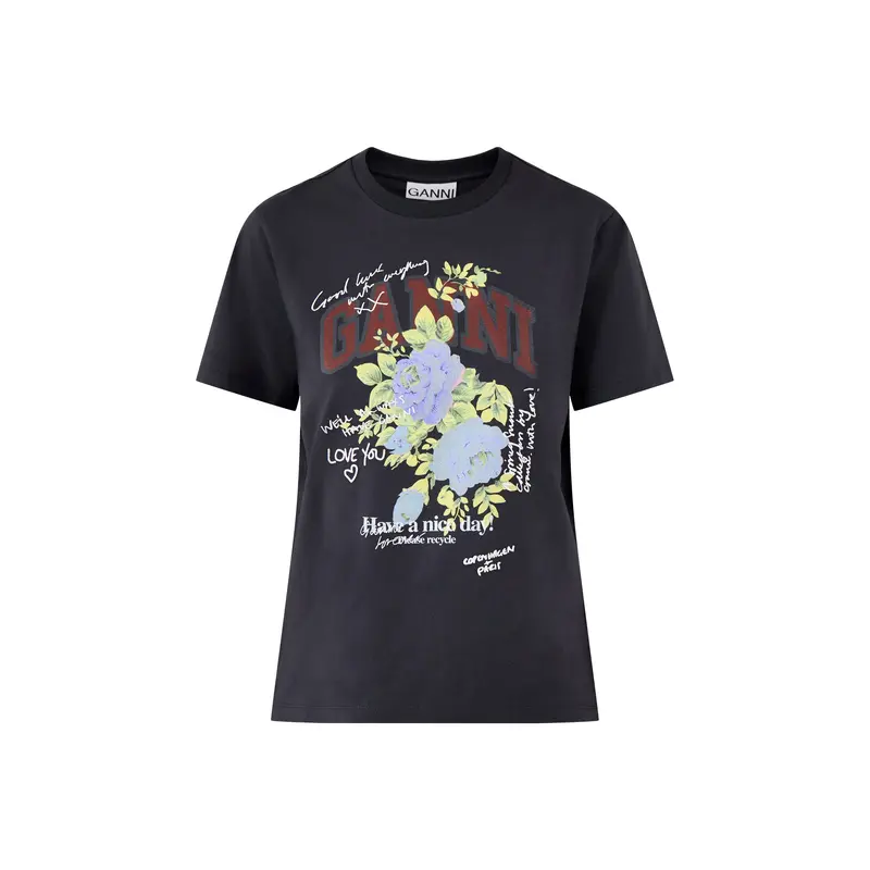 Basic Cotton Jersey Rose T-Shirt Black