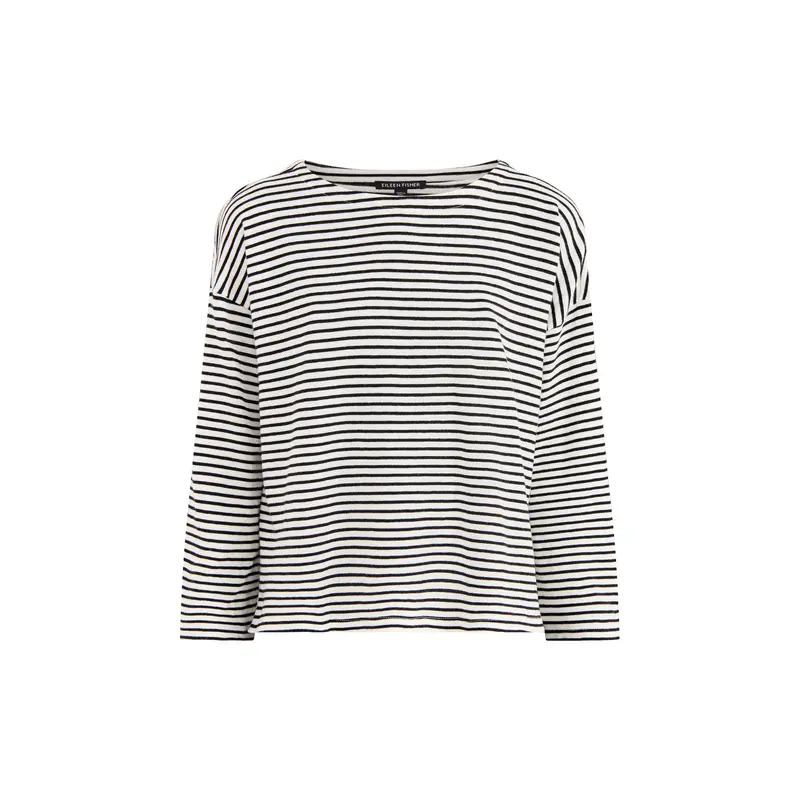 Bateau Neck Bracelet Sleeve Top White/Black