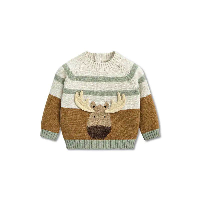 Brown Moose Character Knitwear Jumper With 3D Antlers