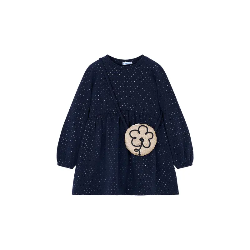 Fleece Dress with Flower Bag Navy