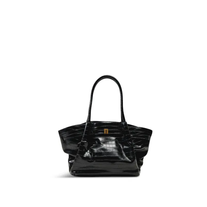 Hana Medium Tote Bag Black Croc