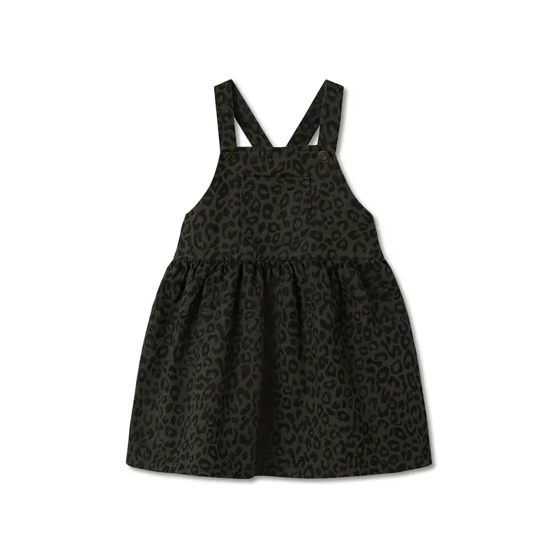 Brown Cotton Leopard Print Dress