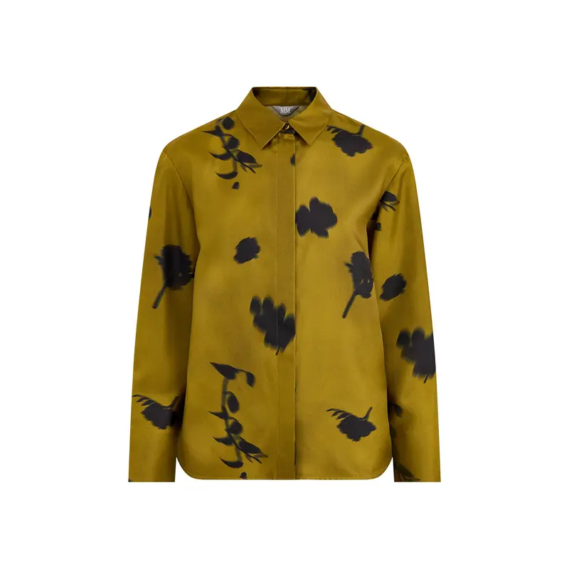 Eraclea Silk Printed Shirt Olive Green