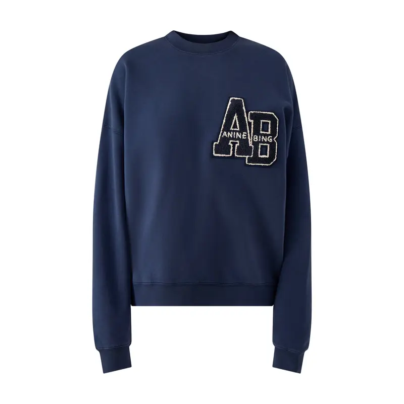 Miles Oversized Sweatshirt Letterman Cotton Dark Blue