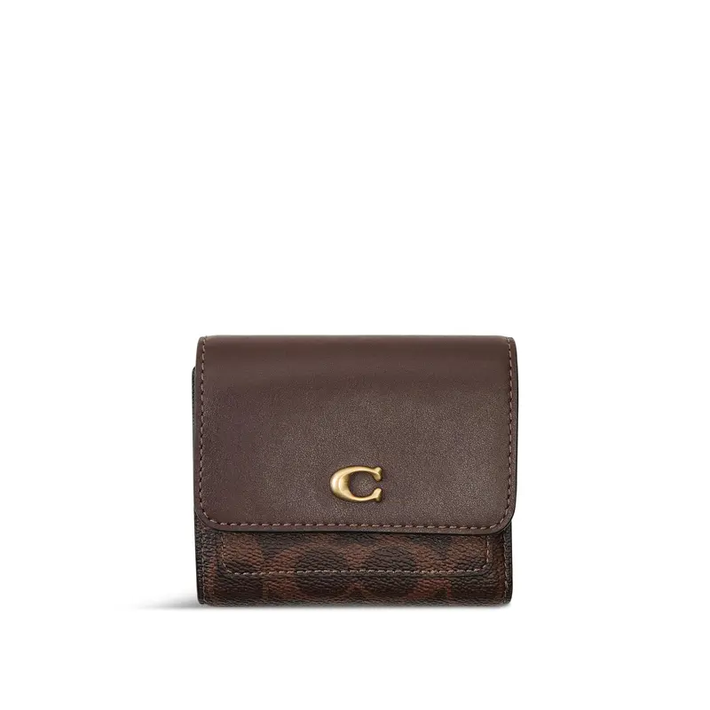 Coated Canvas Signature Mila Small Flap Wallet Maple