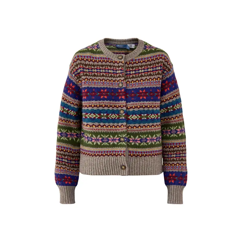 Sweater Cardigan Tan Multi