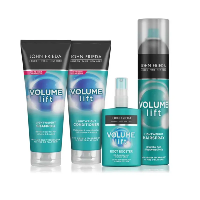 John Frieda Volume Lift Shampoo, Conditioner and Heat Styling Bundle for Volumising Thin, Fine Hair