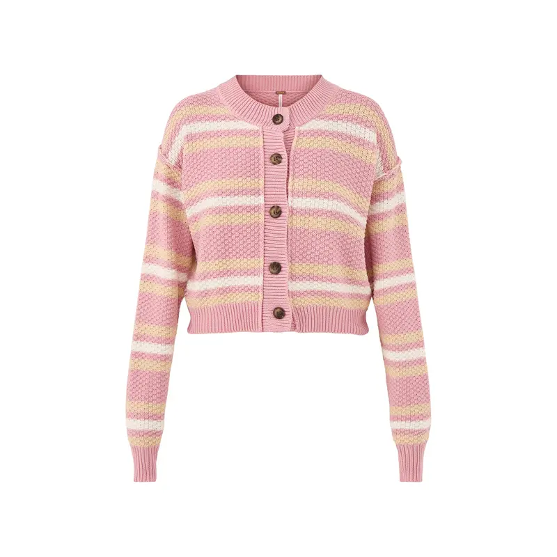 Lila Stripe Cardigan Pink Cotton