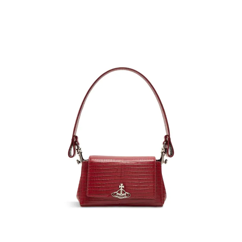 Hazel Mini Croc Embossed Small Handbag Red