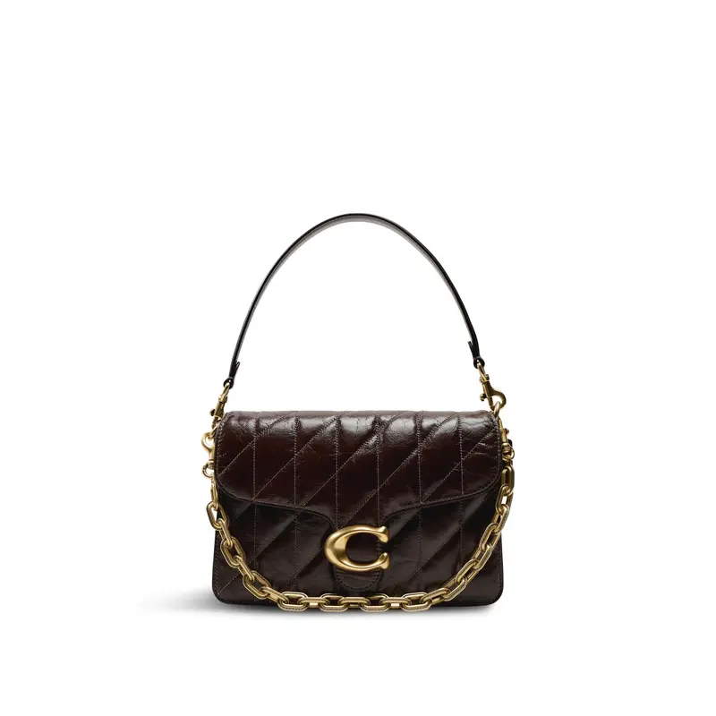 Quilted Glazed Leather Chain Tabby Shoulder Bag Maple