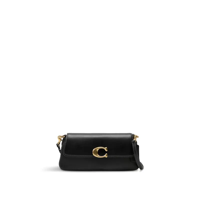 Refined Calf Leather Jet Shoulder Bag Black